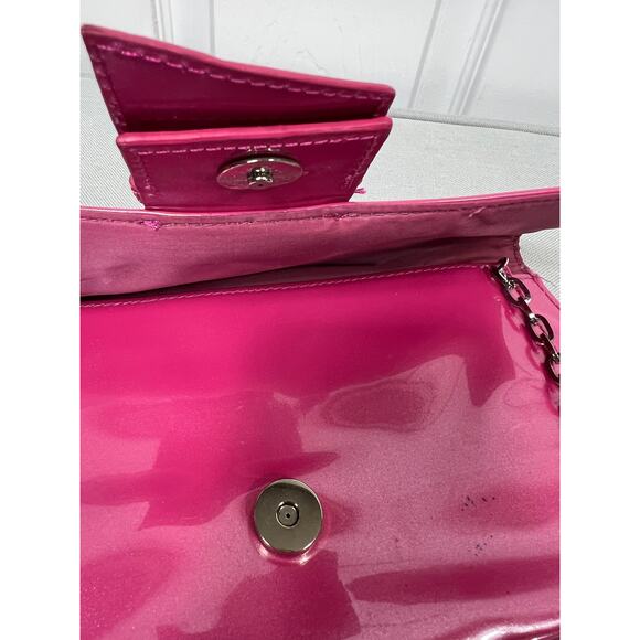 Kenneth Cole Reaction Hot Pink Handbag with Rhinestone Buckle Chain Strap - Picture 8 of 10